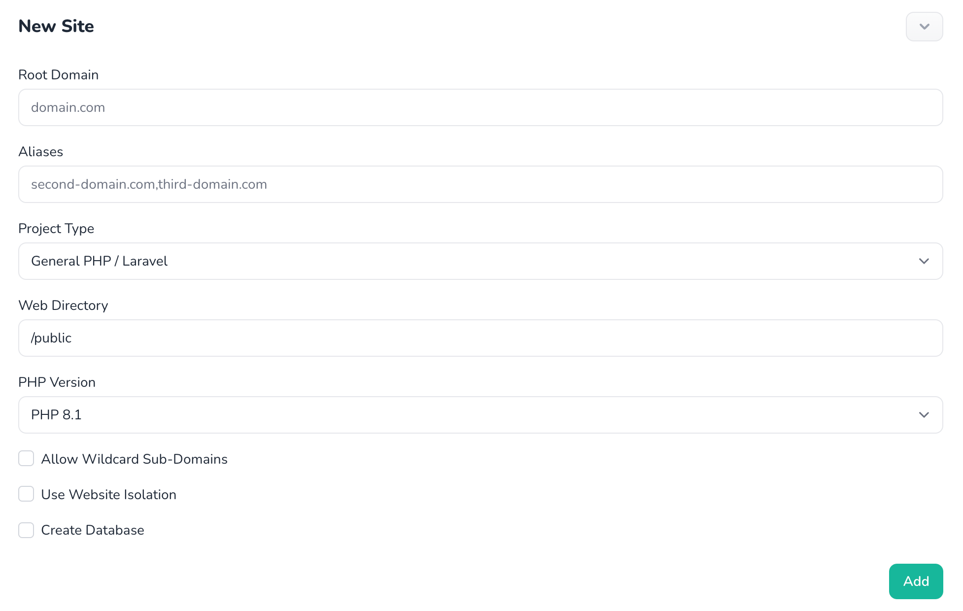 Create site example