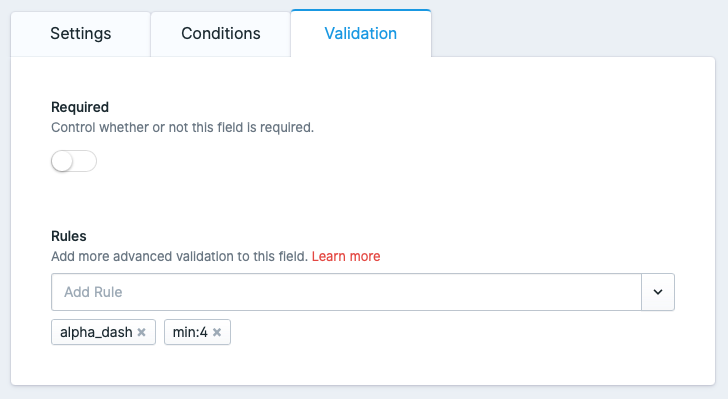 Field validation