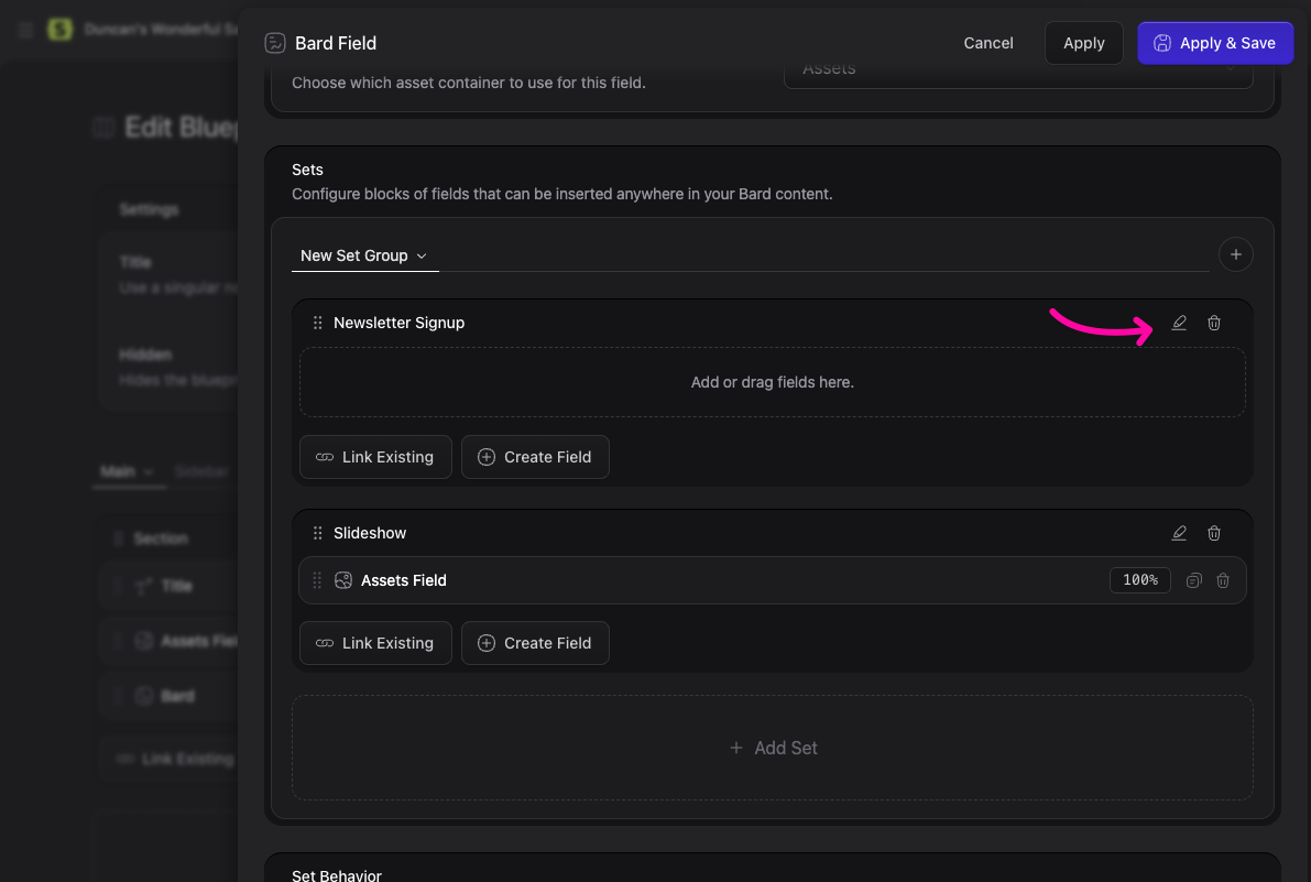 Bard Set Edit Preview