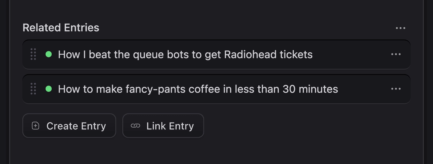 Screenshot of Entries