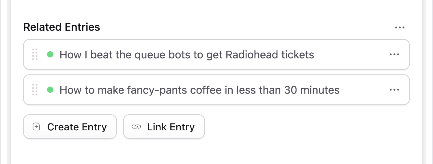 Screenshot of Entries