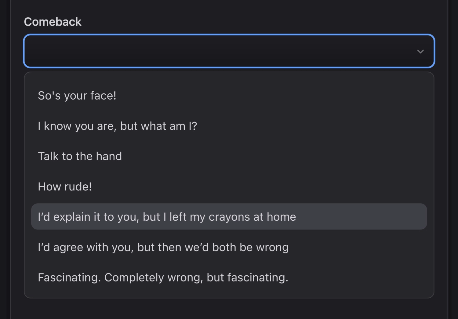 Screenshot of Select