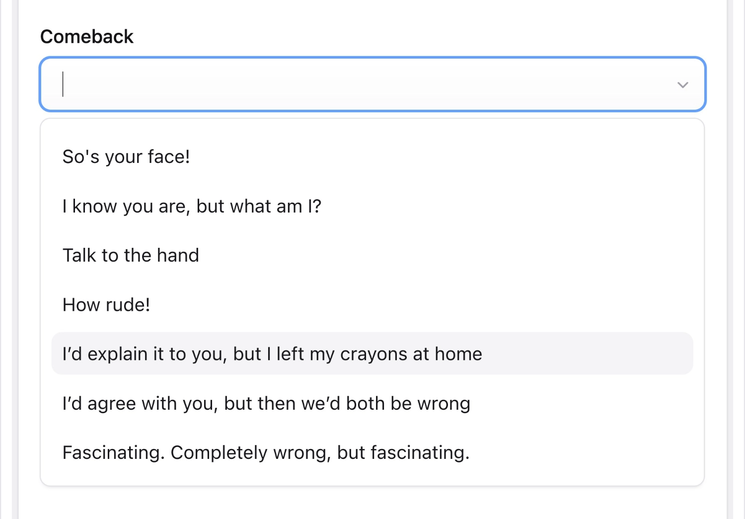 Screenshot of Select