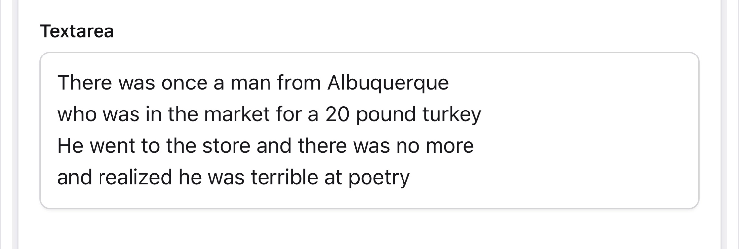 Screenshot of Textarea