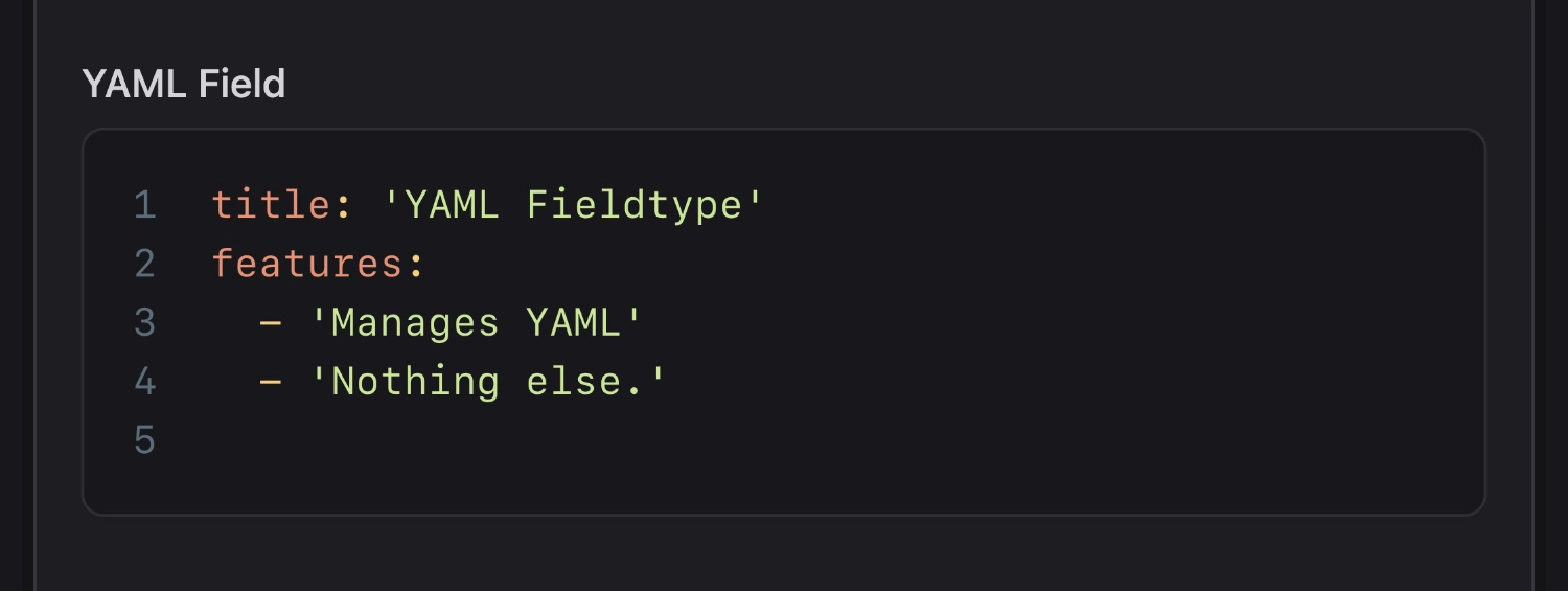 Screenshot of YAML