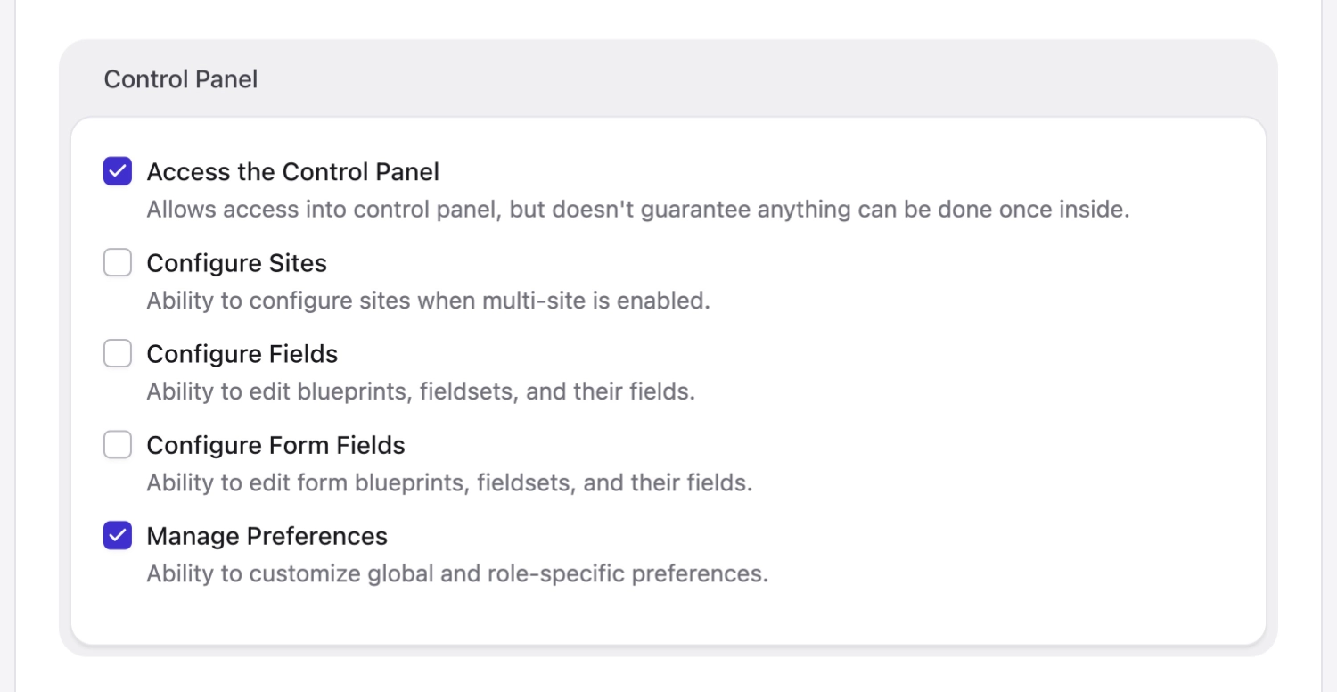 Manage Preferences Permission