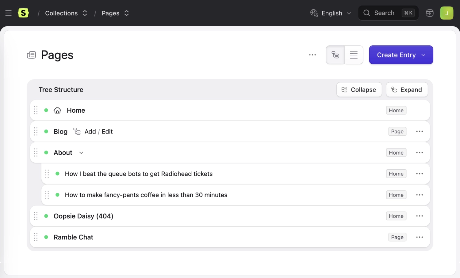 Mounted collections in a structure