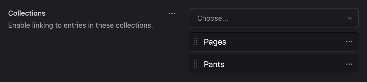 Configuring navigation collections