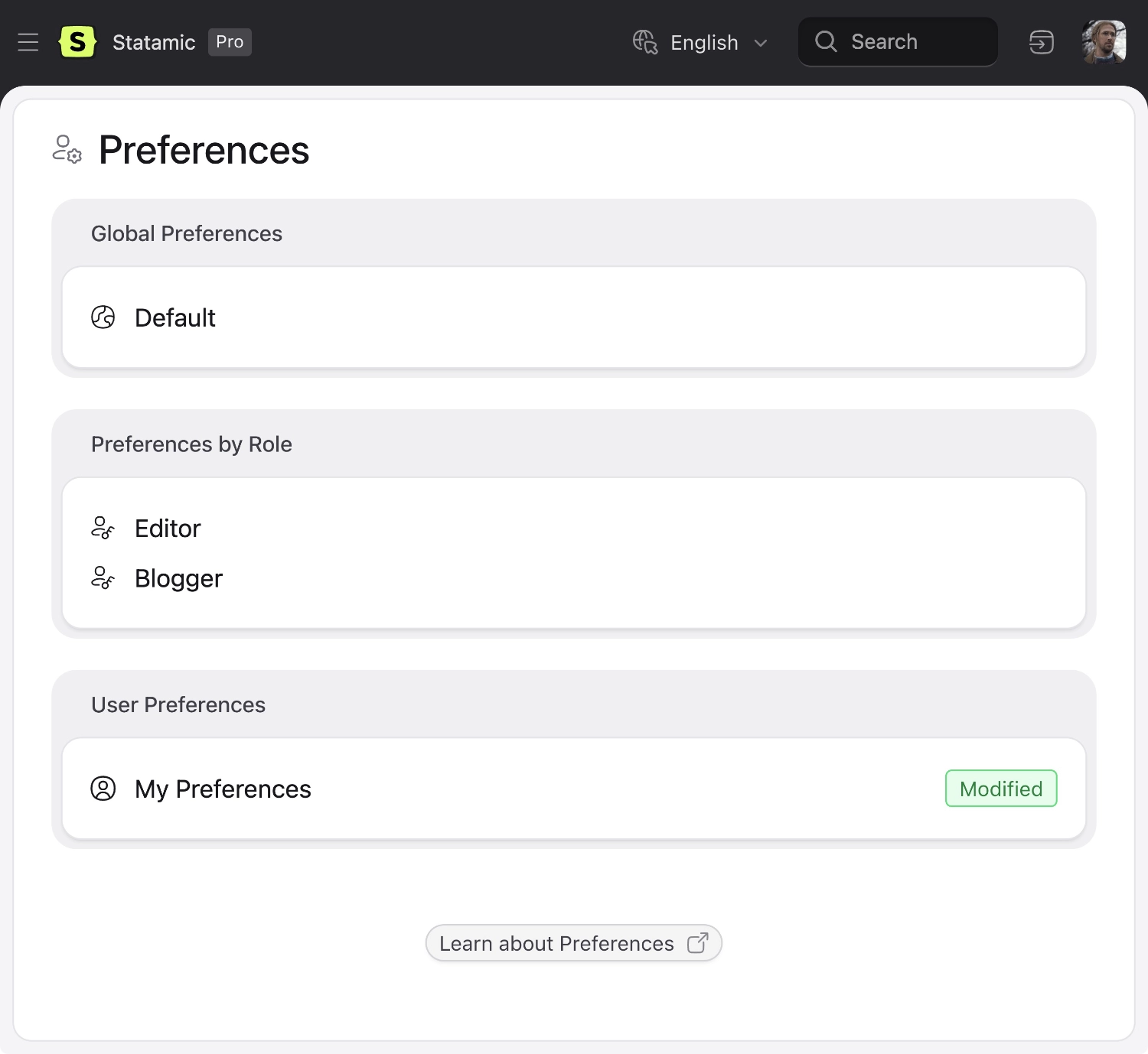 CP Nav Preferences for Other Users