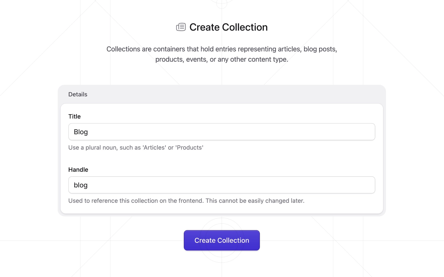 Creating a blog collection