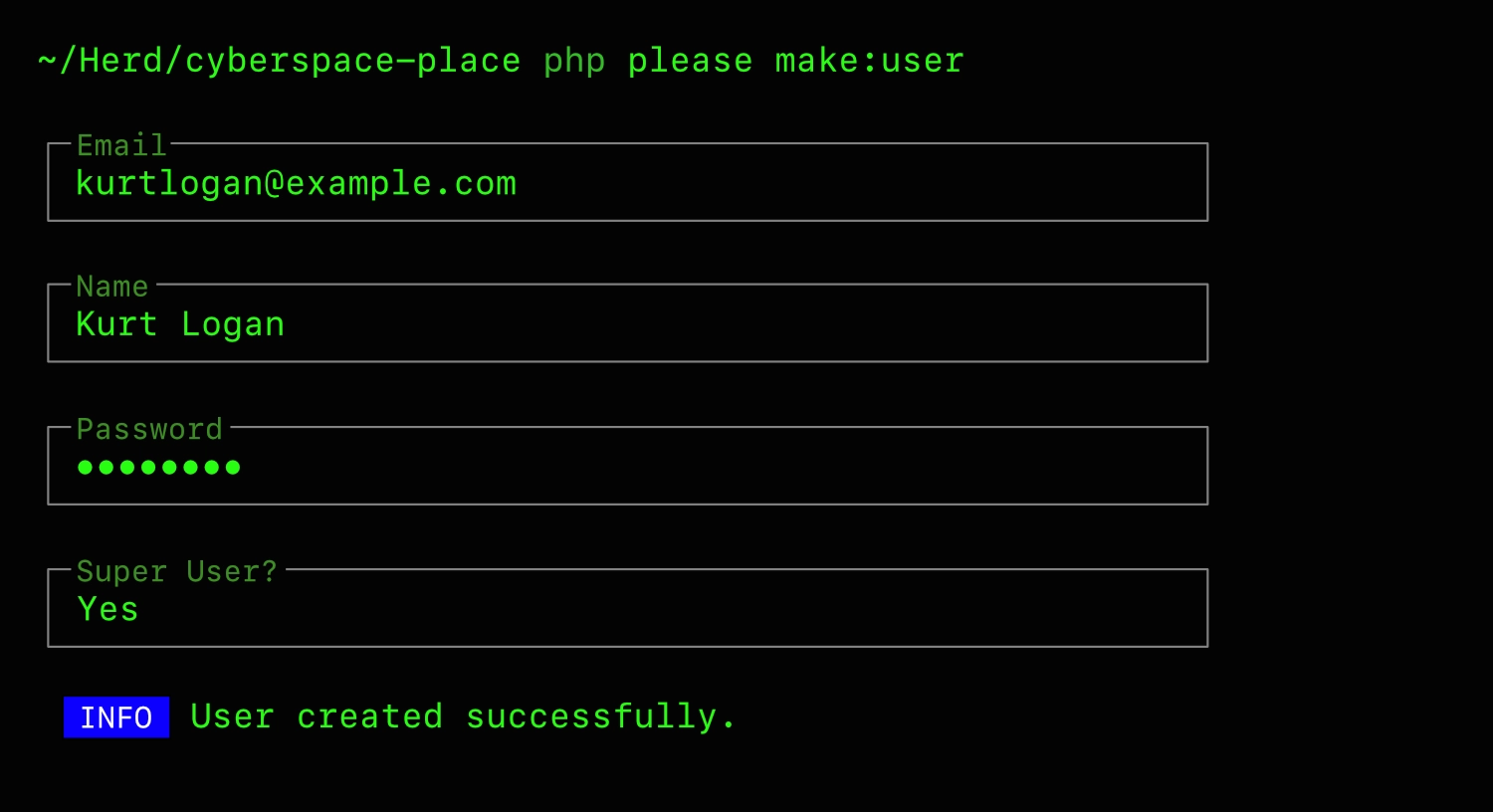 Statamic Make:User Command