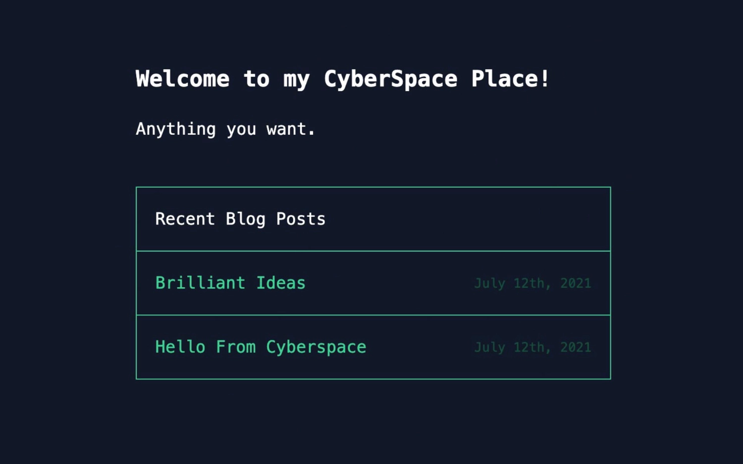 Link to create your first blog entry