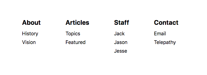 Footer nav example